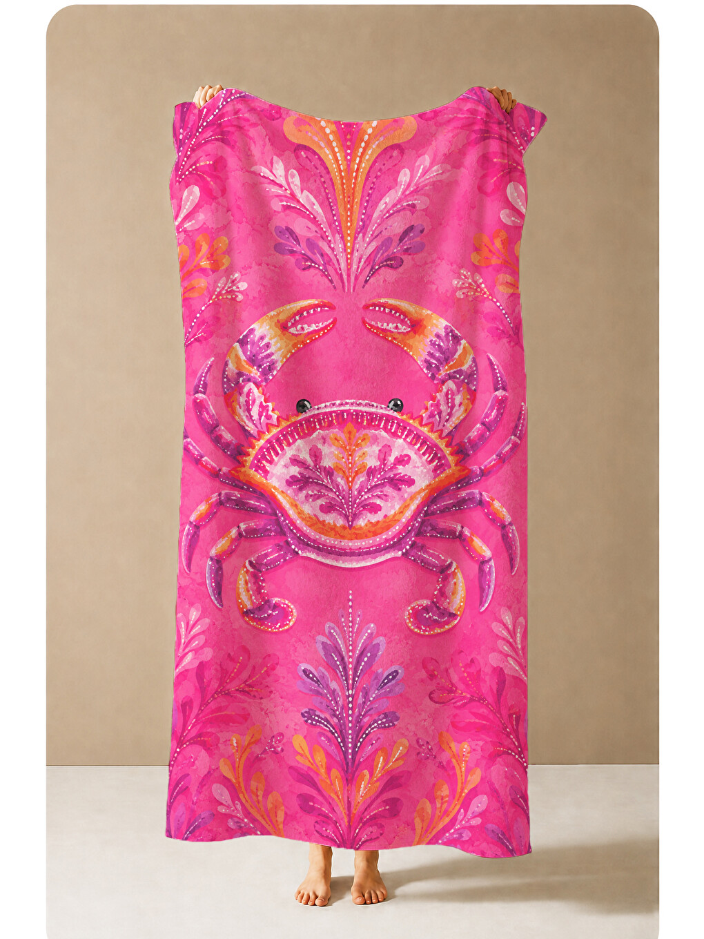 Maximalist Pembe Kelebek Ve Botanik Çiçek Desenli 70x150 Plaj Havlusu - Pamuklu Banyo Havlusu-3