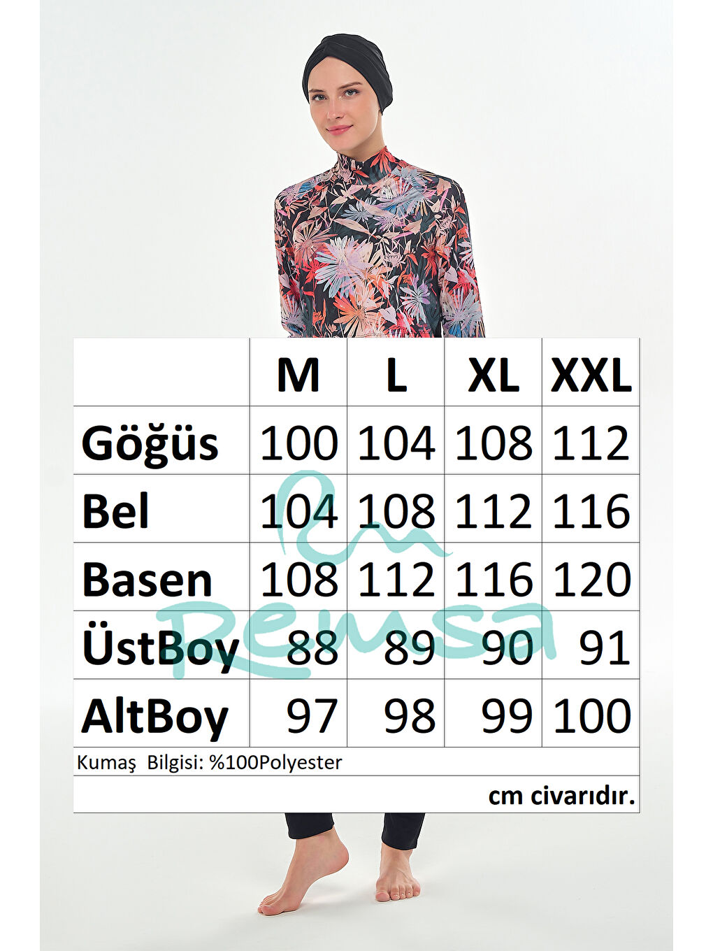 Yarım Desenli Elastanlı Tam Kapalı Tesettür Mayo 3123 Siyah-3