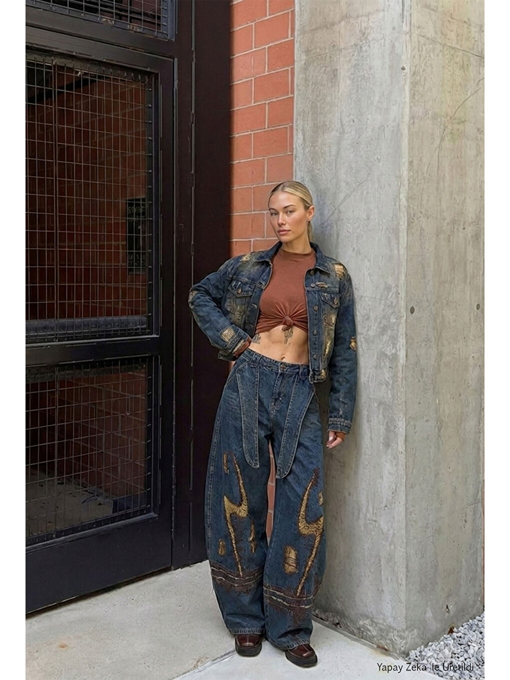 Mavi Kadın Jean Rengi 1w6-8 Barrel Fit Kemer Ve Nakış Detaylı Özel Tasarım Denim Jean-3