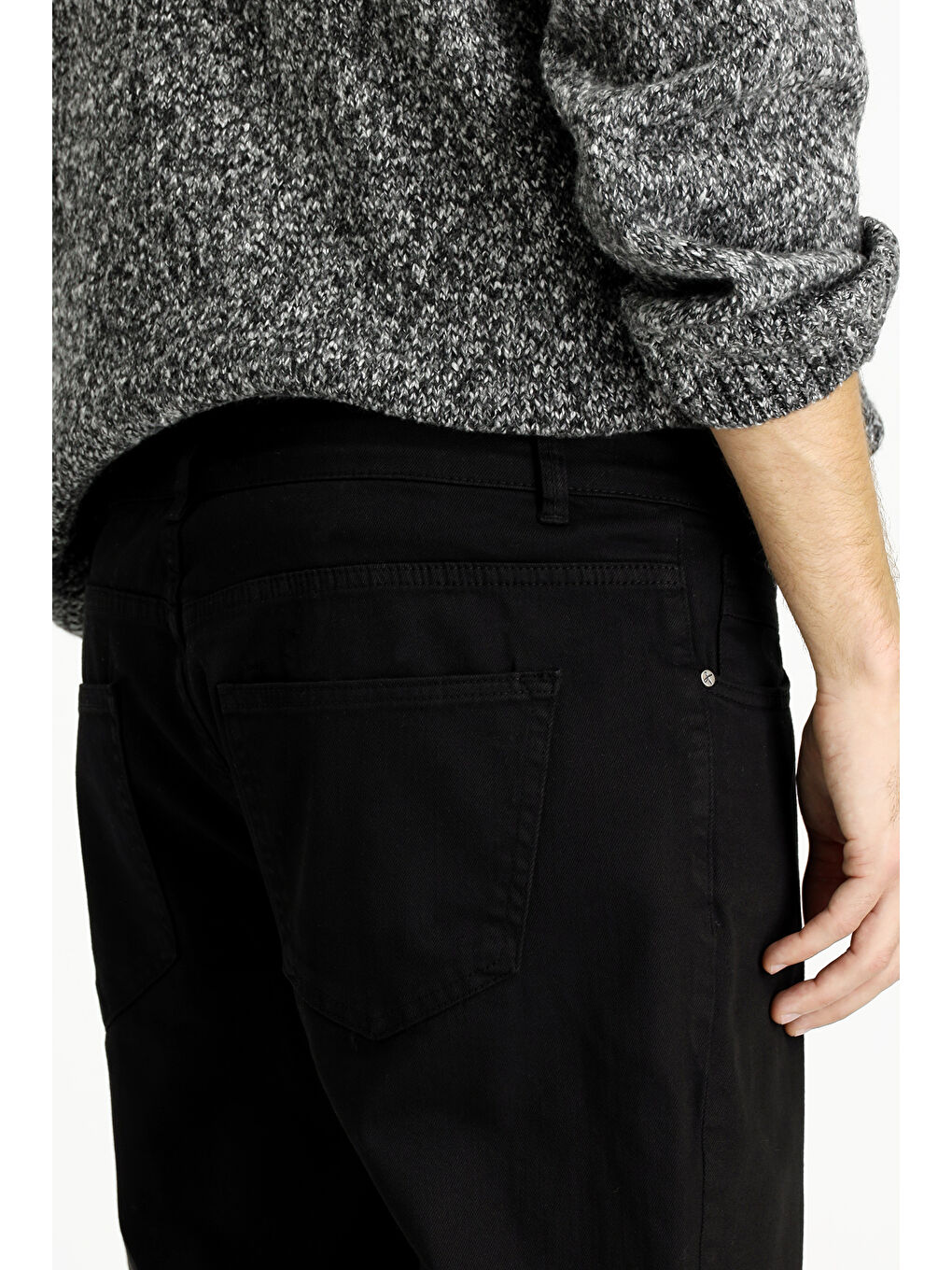 Siyah Relaxed Fit Rahat Kesim Elastanlı Kanvas / Chino Pantolon-4