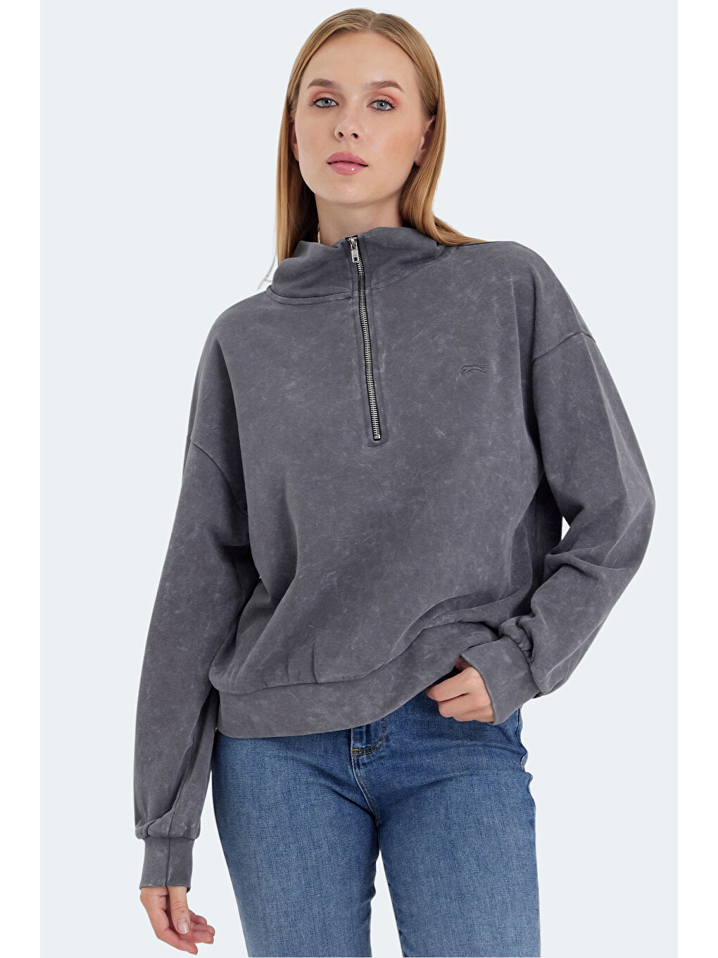 SLAZENGER VIEWER Kadın Sweatshirt Koyu Gri - 5