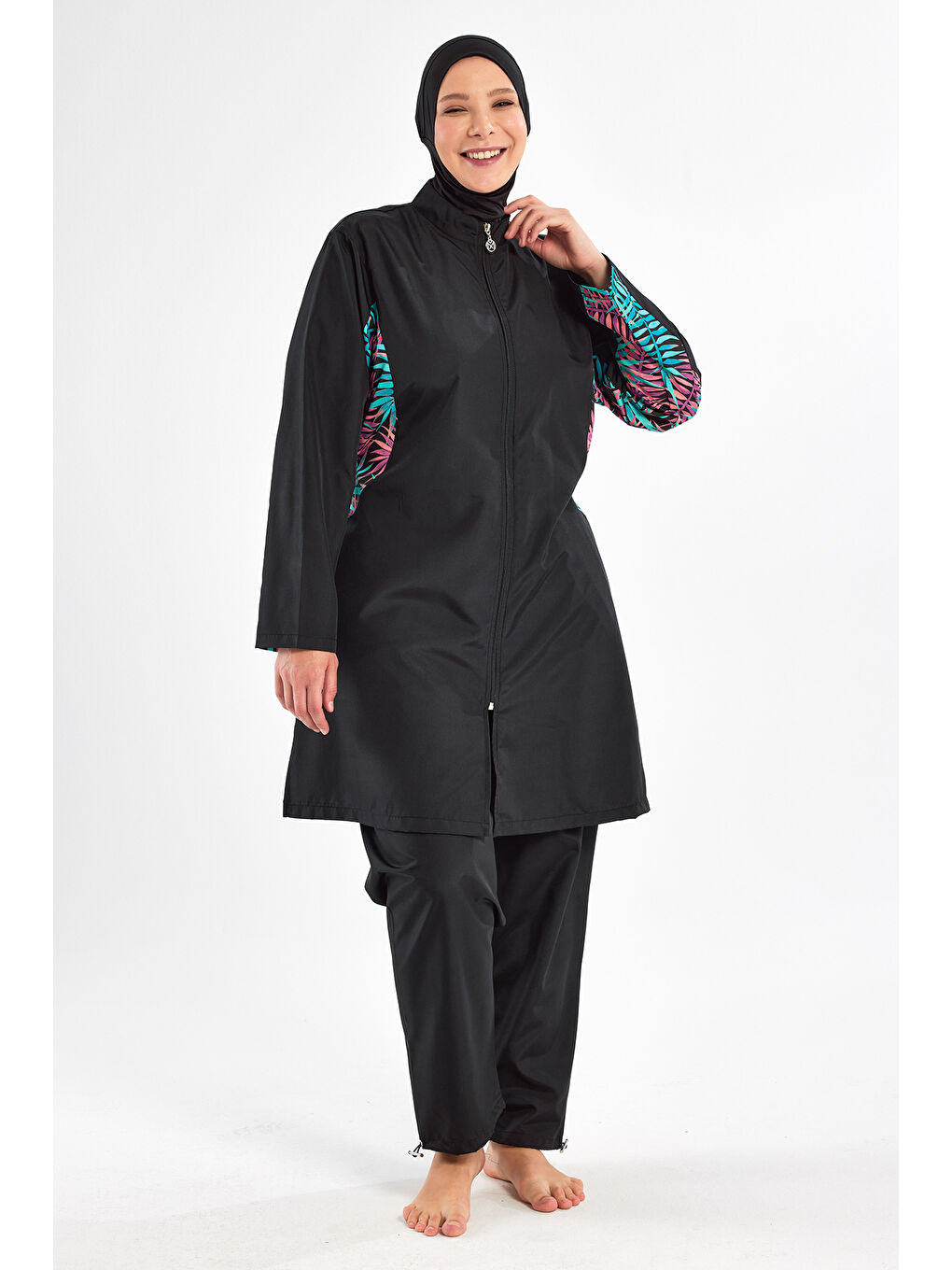 Büyük Beden Paraşüt Tam Kapalı Tesettür Mayo 2802 Siyah-1