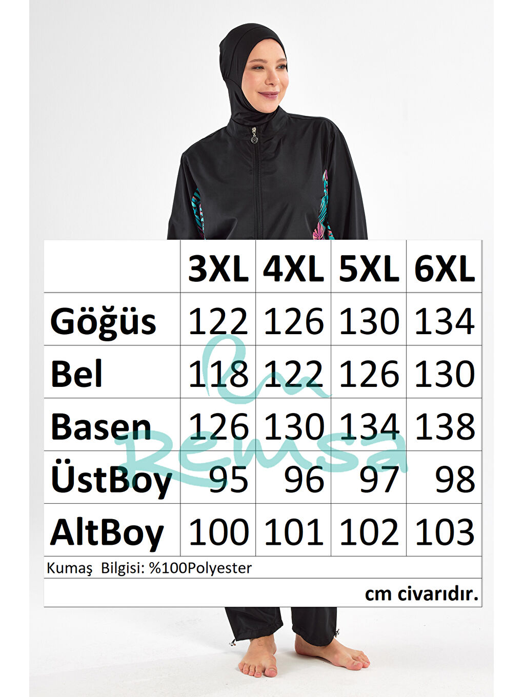 Büyük Beden Paraşüt Tam Kapalı Tesettür Mayo 2802 Siyah-2