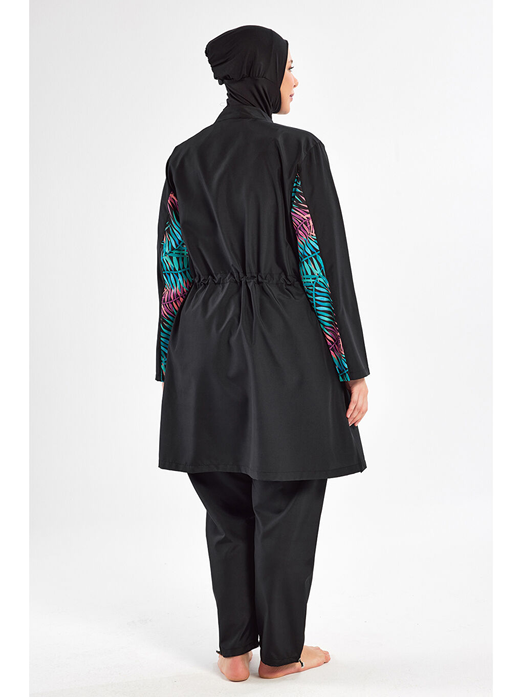 Büyük Beden Paraşüt Tam Kapalı Tesettür Mayo 2802 Siyah-3