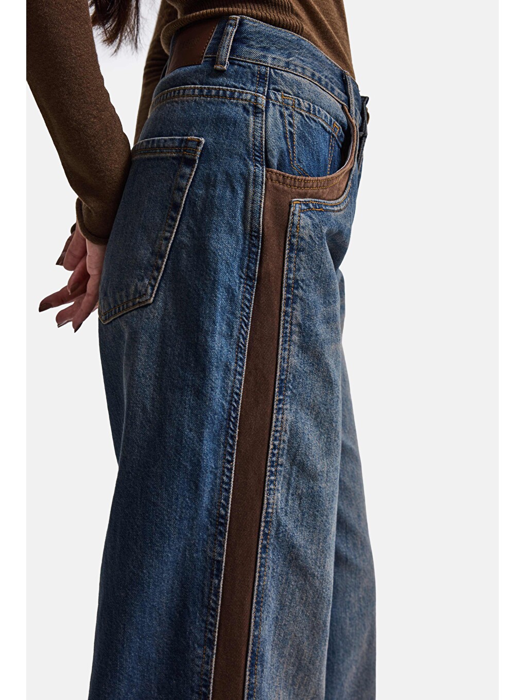 Mavi Kadın Jean Rengi 2w6-8 Straight Fit Kahve Çift Parça Özel Tasarım Denim Jean-1
