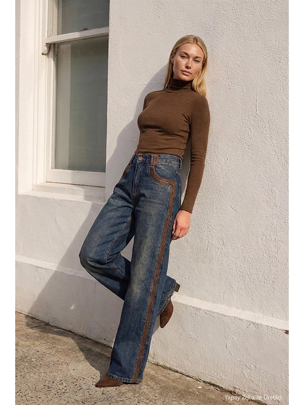 Mavi Kadın Jean Rengi 2w6-8 Straight Fit Kahve Çift Parça Özel Tasarım Denim Jean-4