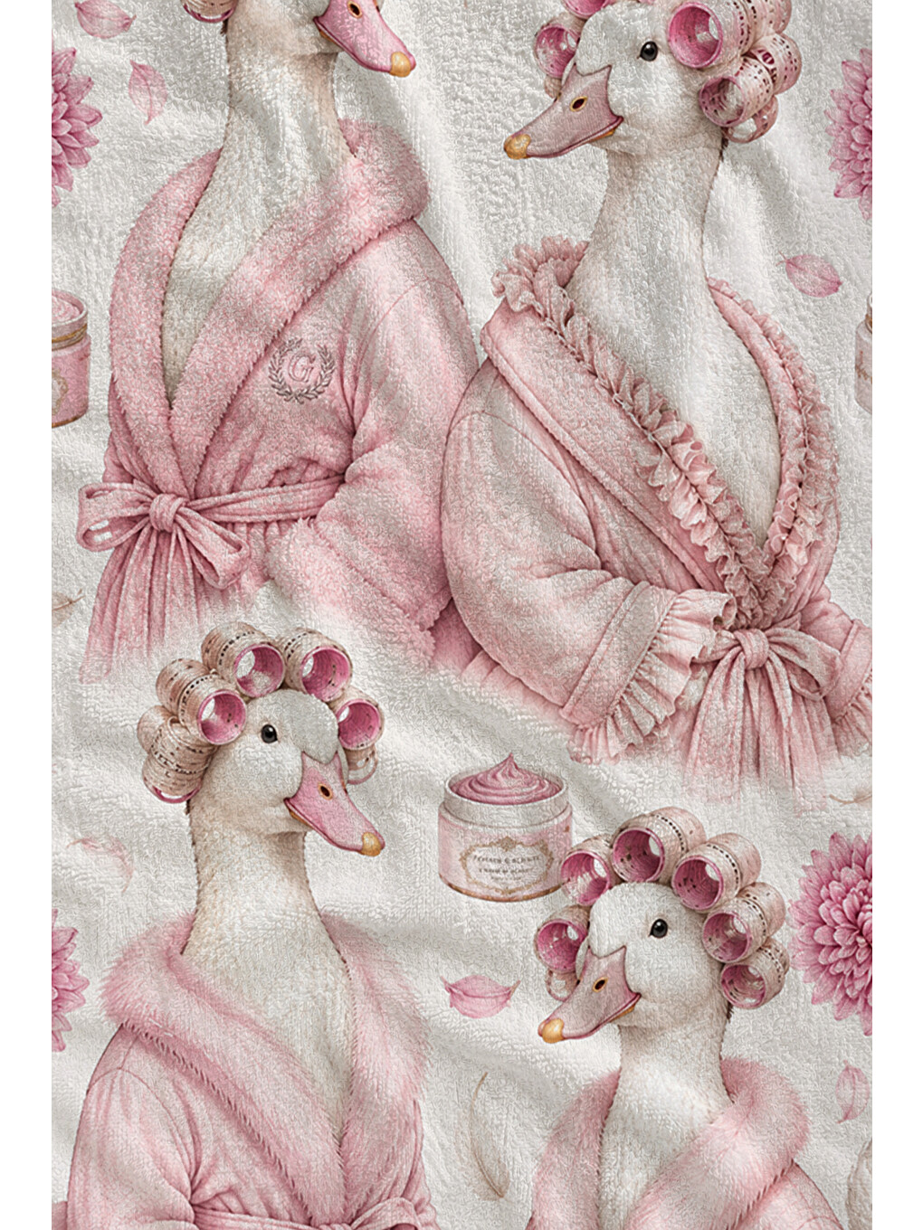 Romantik Pembe Hayvan Figürlü Toile Desenli 70x150 Plaj Havlusu - Dijital Baskılı Banyo Havlusu-2