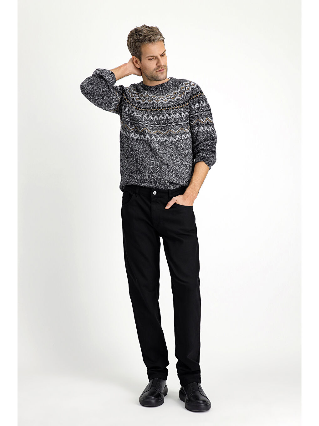 Siyah Regular Fit Elastanlı Kanvas / Chino Pantolon