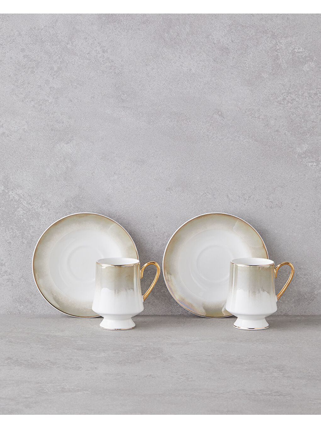 Bej Royals New Bone China 4 Parça 2 Kişilik Kahve Fincan Takımı 90 ml Vizon-1