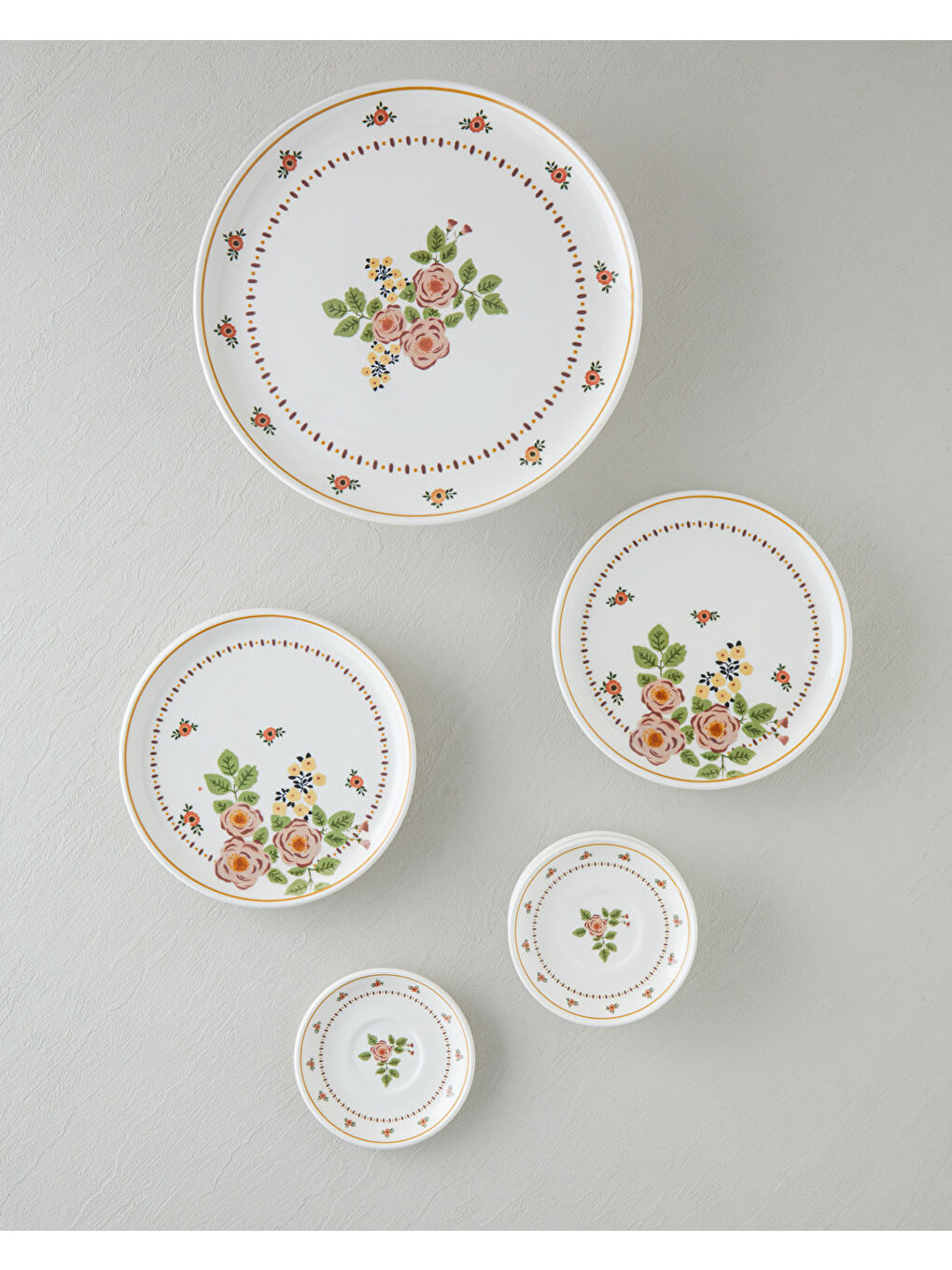 Beyaz Wesley Seramik Pasta Seti 13 parça 6 kişilik Renkli-1