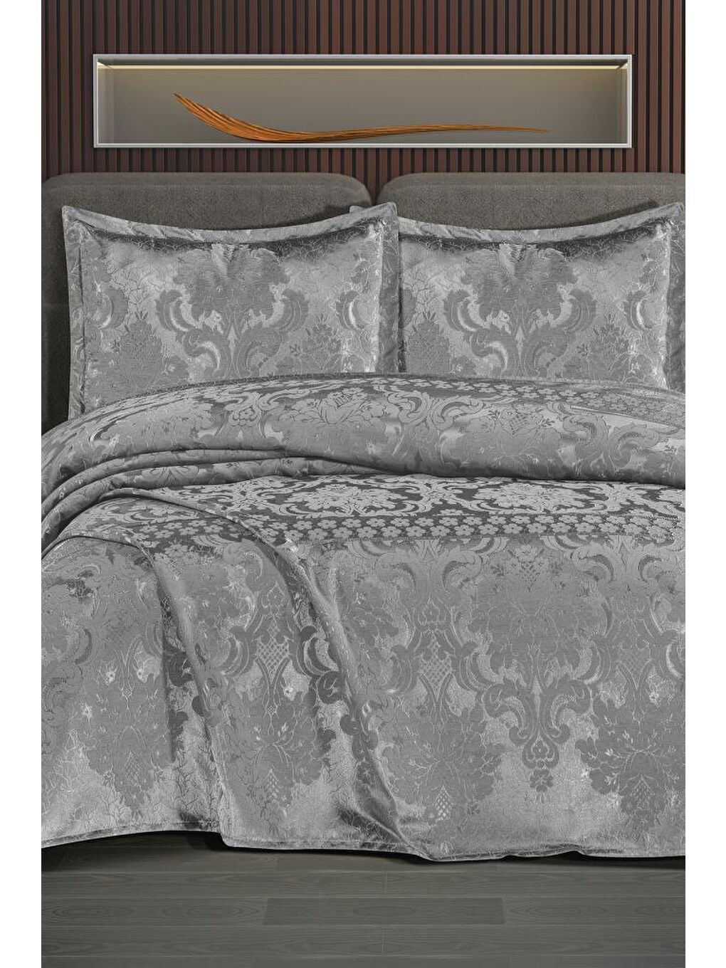 Violetta Şönil Çift Kişilik Yatak Örtüsü 240x260 cm Gri