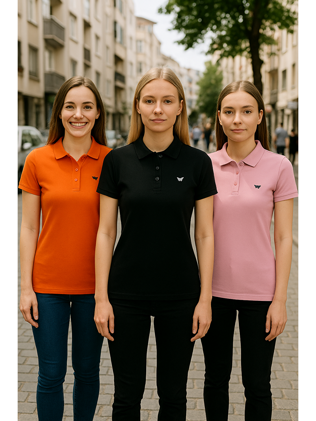 Pembe Kadın 3 Lü Paket Kısa Kollu Yazlık Polo Yaka Tişört