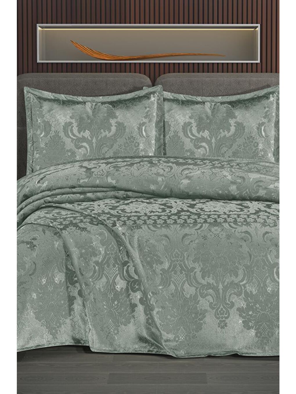 Yeşil Violetta Şönil Çift Kişilik Yatak Örtüsü 240x260 cm Mint