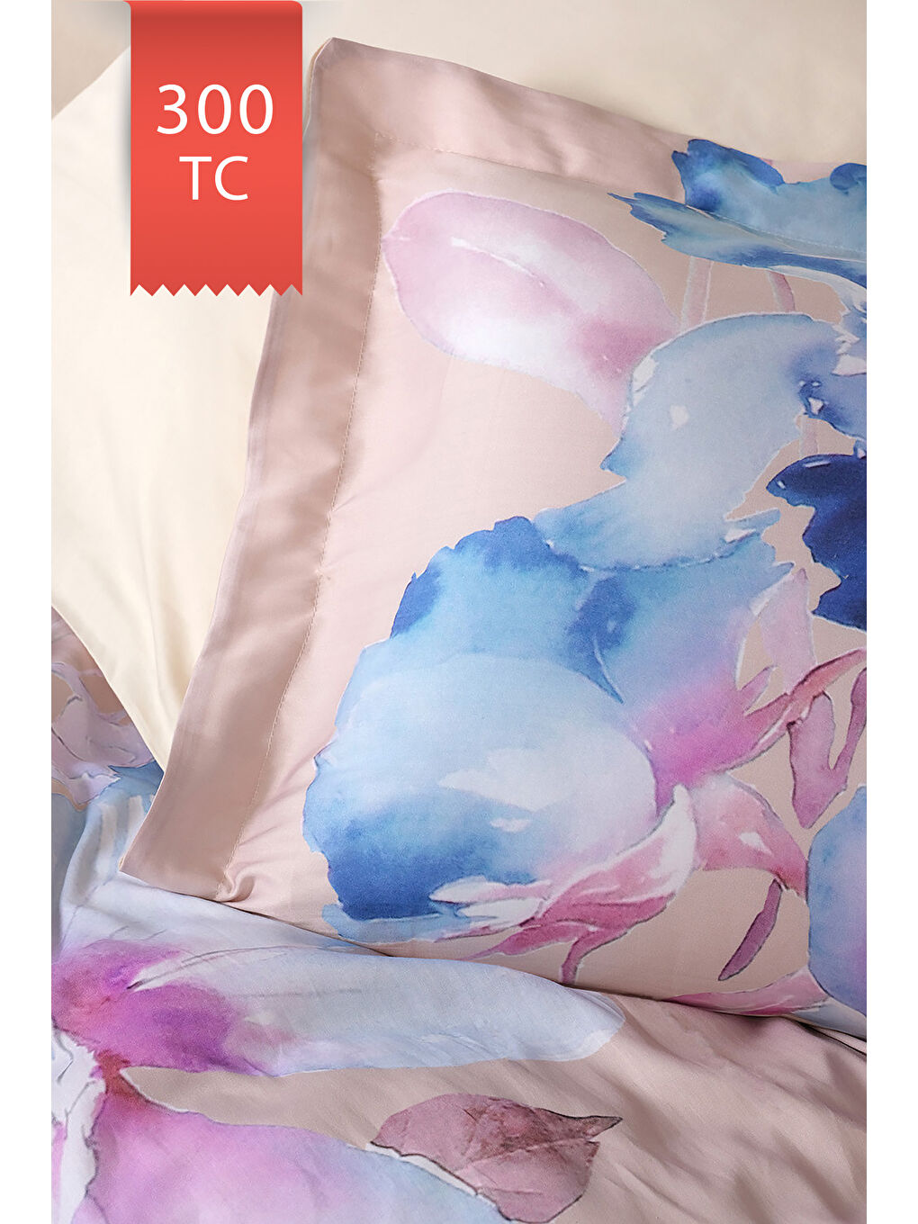 Karışık Royal Saten 300TC Nevresim Takımı (Çift Nevresimli) Family Size - MARTİNA-2