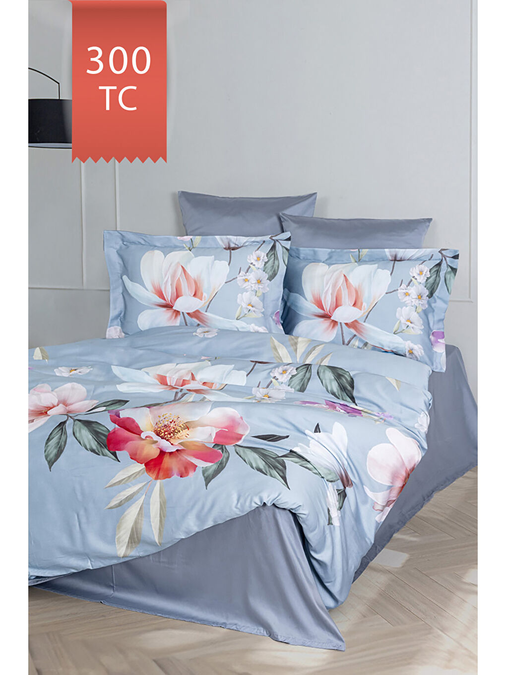 Karışık Royal Saten 300TC Nevresim Takımı (Çift Nevresimli) Family Size - ESTİVA-1