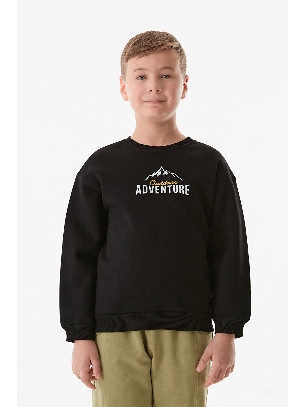 Fullamoda Siyah Adventure Yazı Baskılı Erkek Çocuk Sweatshirt