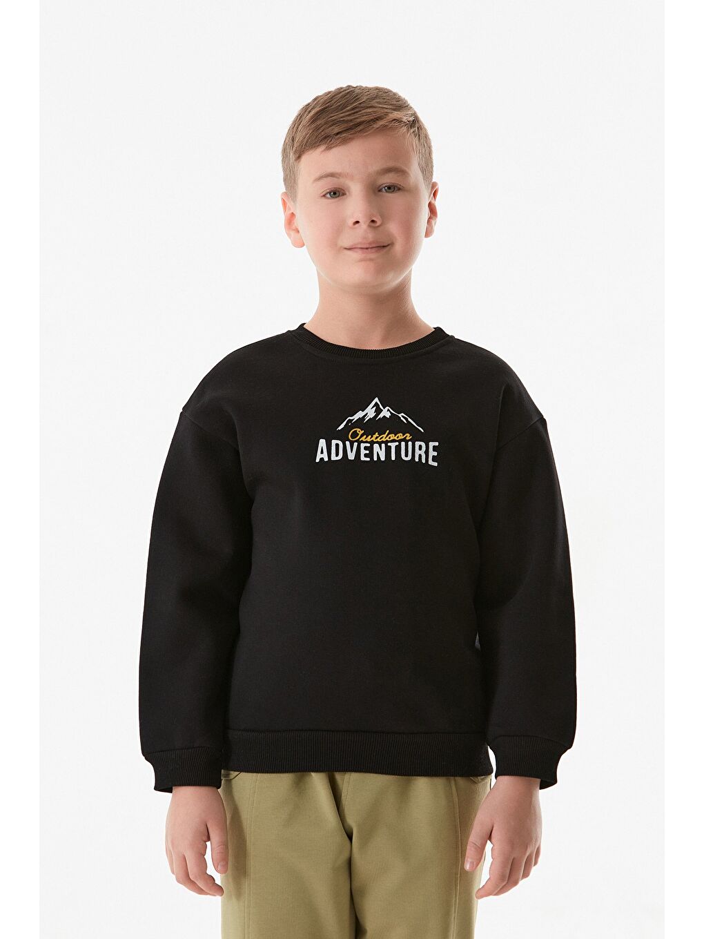 Fullamoda Siyah Adventure Yazı Baskılı Erkek Çocuk Sweatshirt - 3