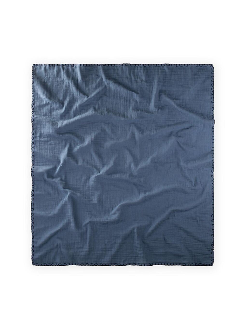 Müslin Çift Taraflı El İşili Bebek Battaniye (Yıkanmıştır) 100X100 Cm İndigo Gri-1