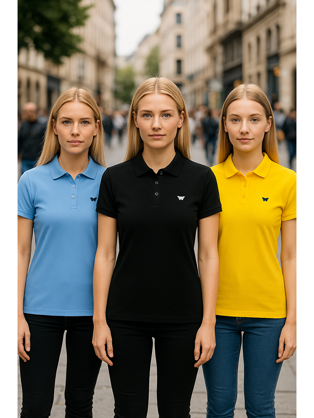 Sarı Kadın Basic 3 Lü Paket Yazlık Dar Polo Yaka Tişört