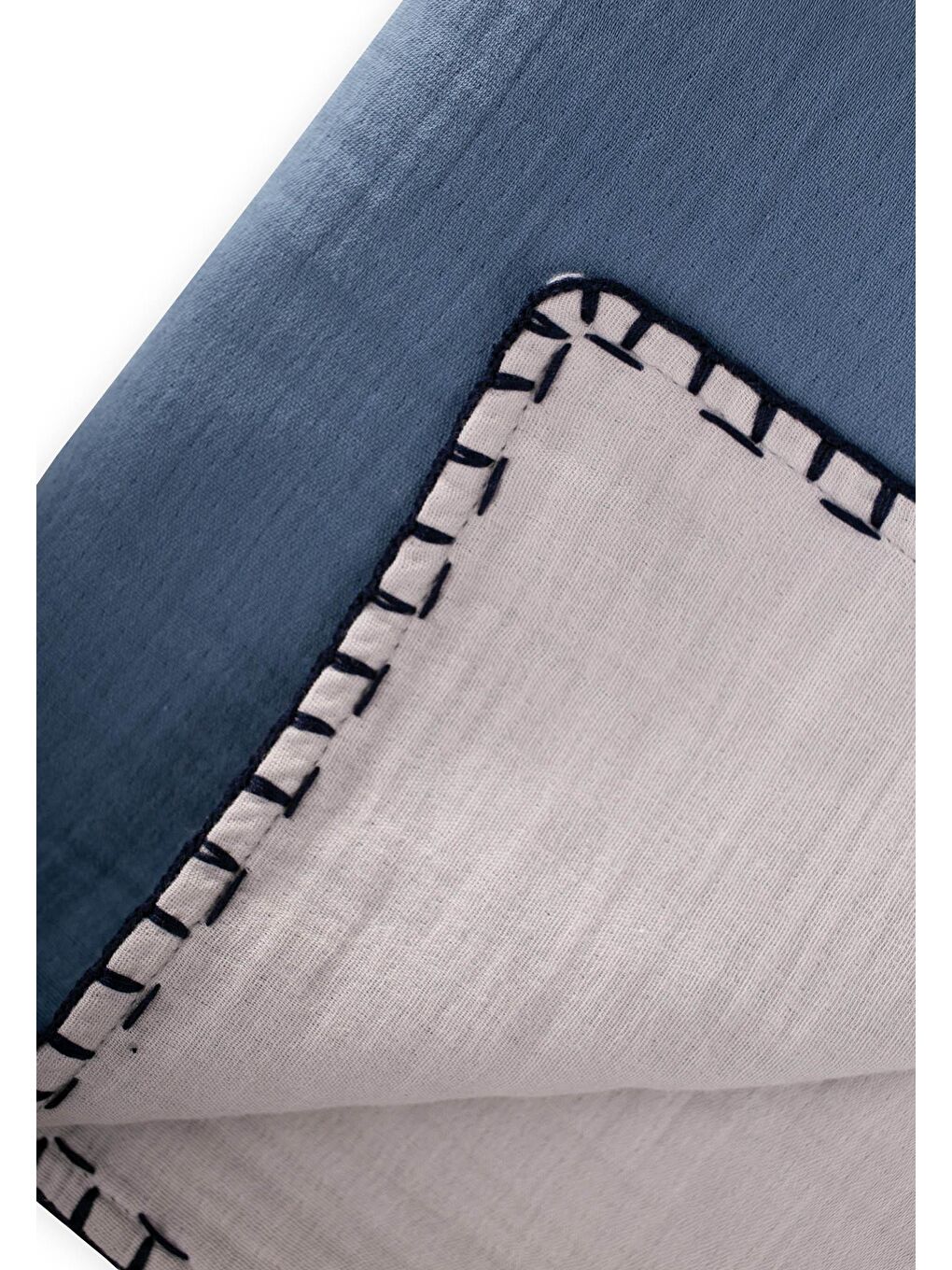 Müslin Çift Taraflı El İşili Bebek Battaniye (Yıkanmıştır) 100X100 Cm İndigo Gri-3