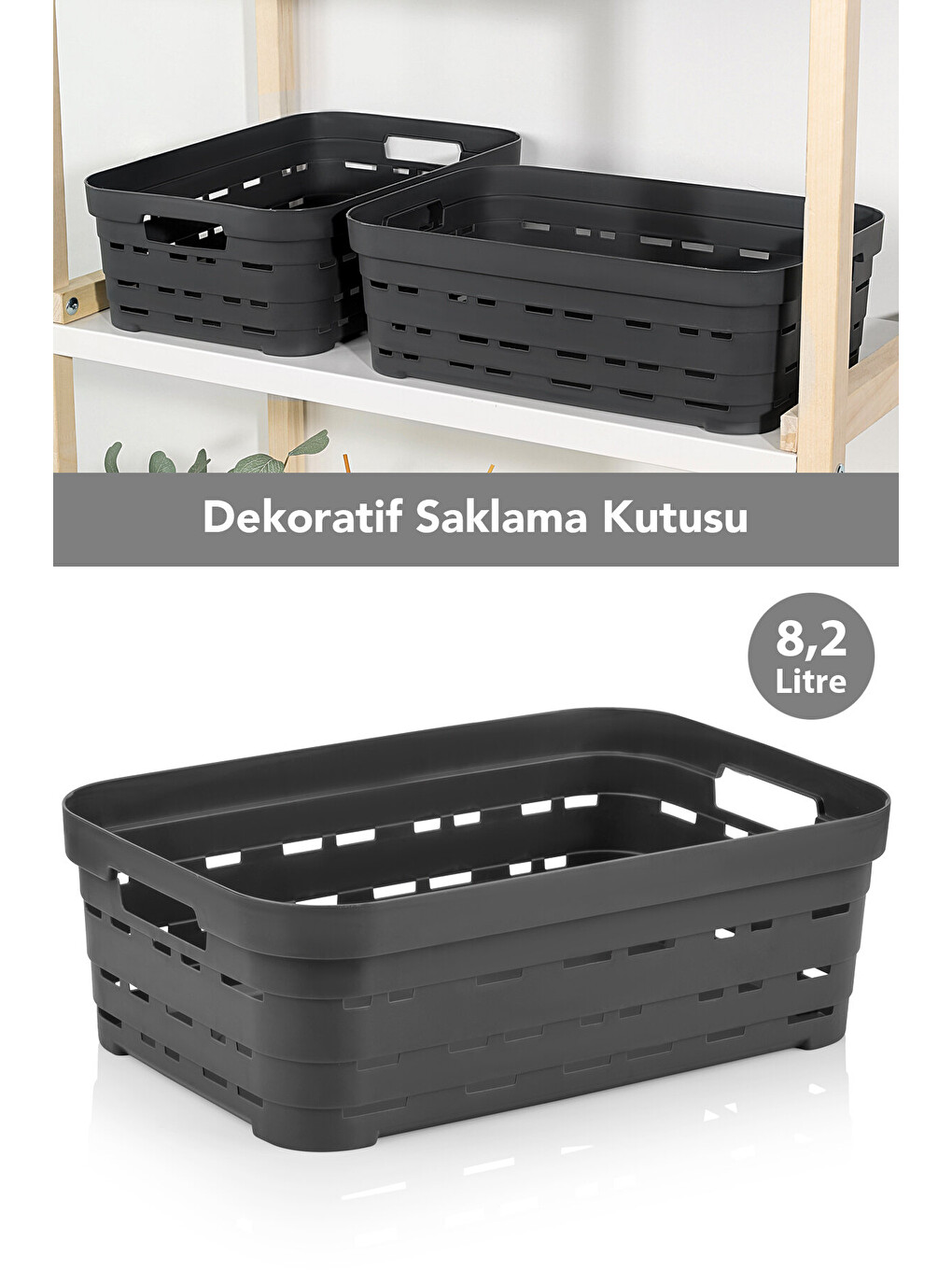 Antrasit Delikli Dekoratif Piramit Saklama Kutusu