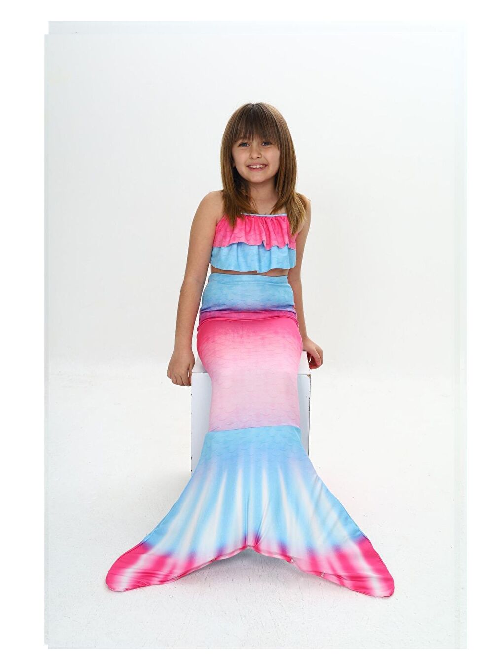 Turkuaz Kız Çocuk Deniz Kızı Kostümü