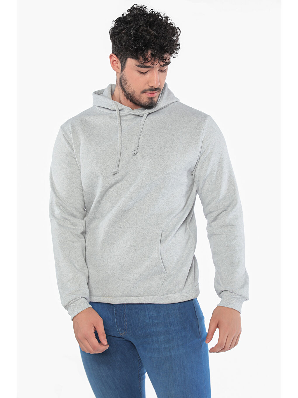 Mishar İtalia Gri Erkek Kapüşonlu Şardonlu Sweatshirt - 1