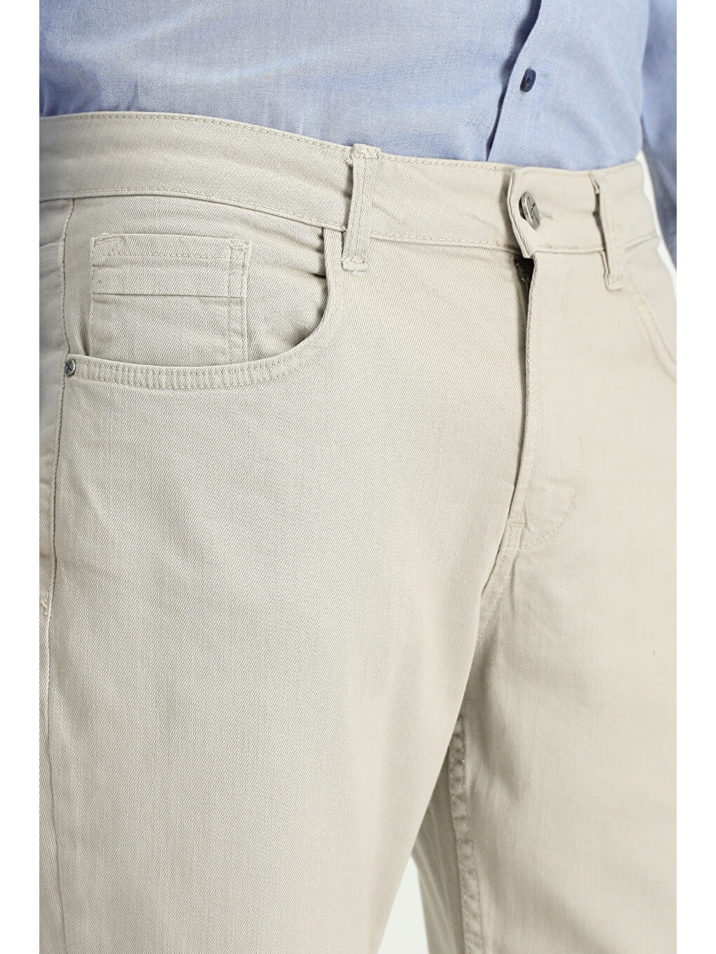 Gri Slim Fit Dar Kesim Elastanlı Kanvas / Chino Pantolon-2