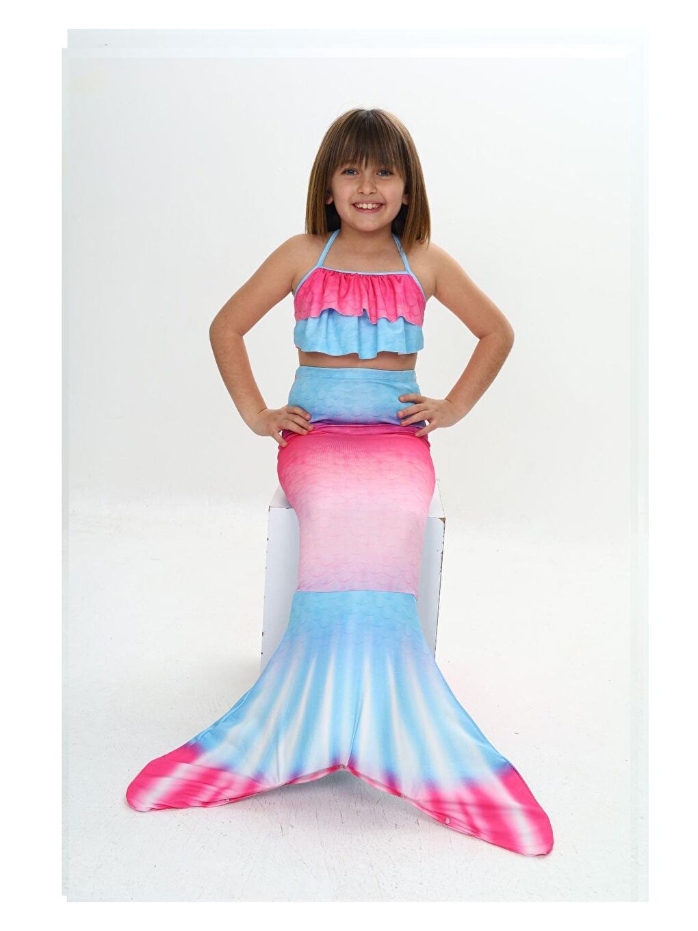 Turkuaz Kız Çocuk Deniz Kızı Kostümü-1