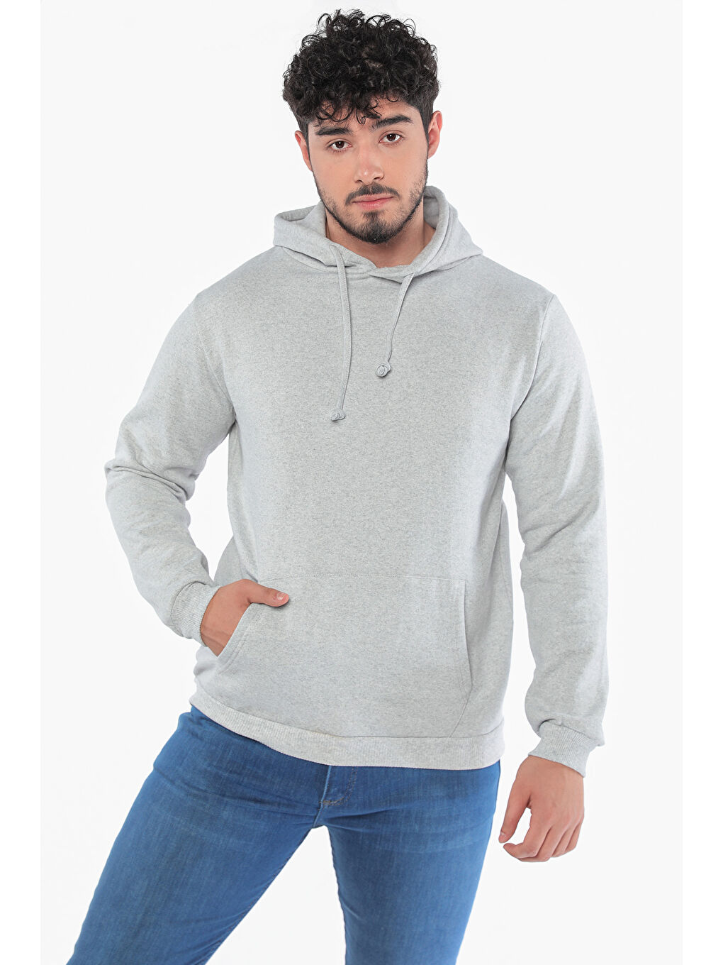 Mishar İtalia Gri Erkek Kapüşonlu Şardonlu Sweatshirt - 2