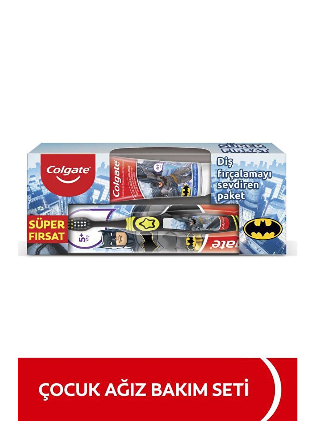 Colgate Beyaz Batman Çürüklere Karşı Etkili Meyve Aromalı Çocuk Diş Macunu + Diş Fırçası