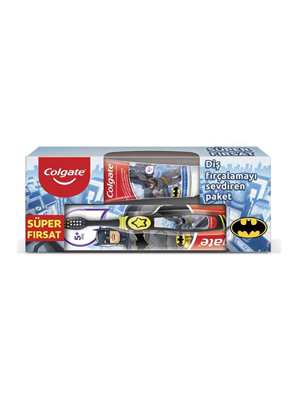 Colgate Beyaz Batman Çürüklere Karşı Etkili Meyve Aromalı Çocuk Diş Macunu + Diş Fırçası - 1