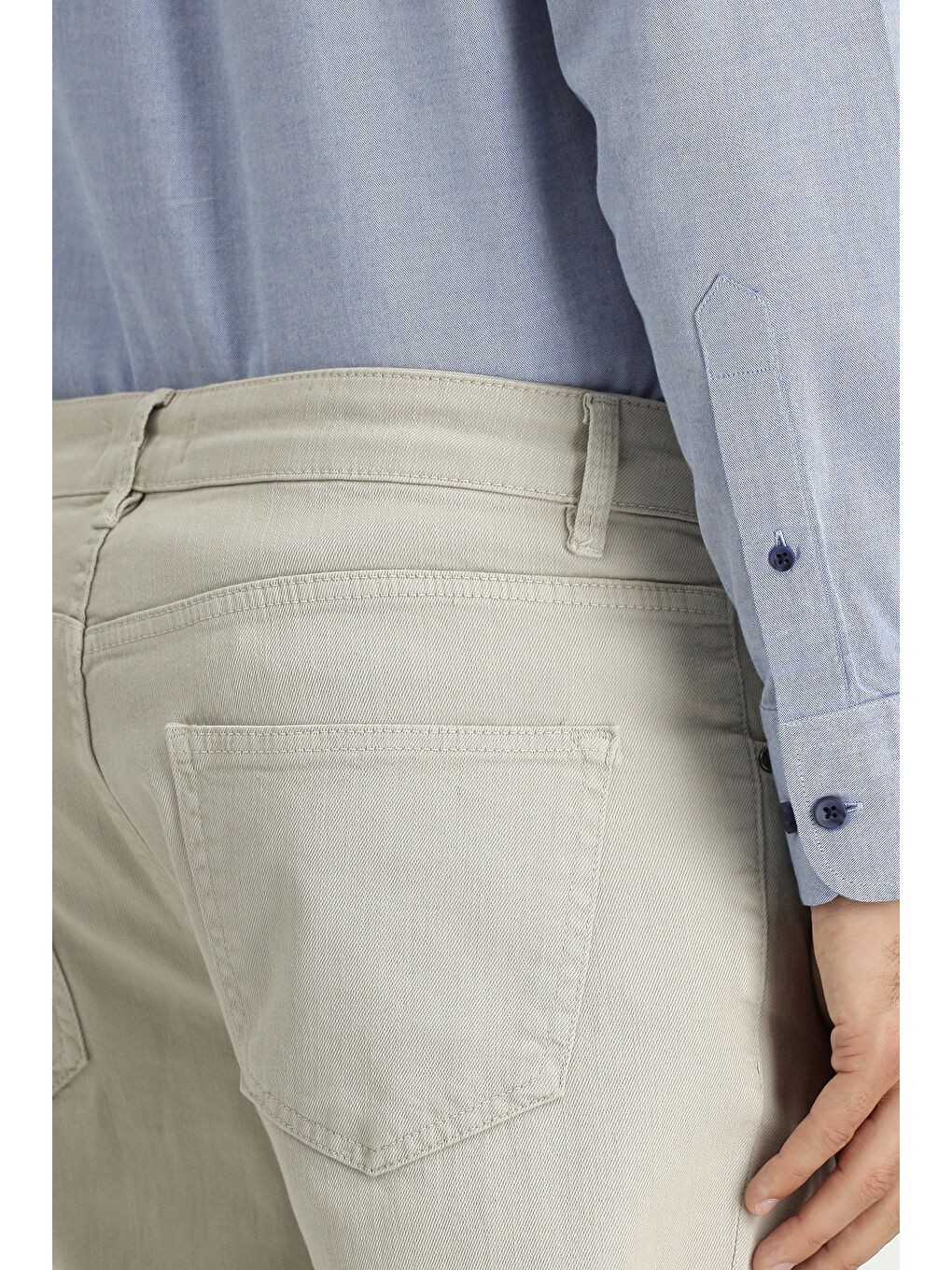 Gri Slim Fit Dar Kesim Elastanlı Kanvas / Chino Pantolon-4