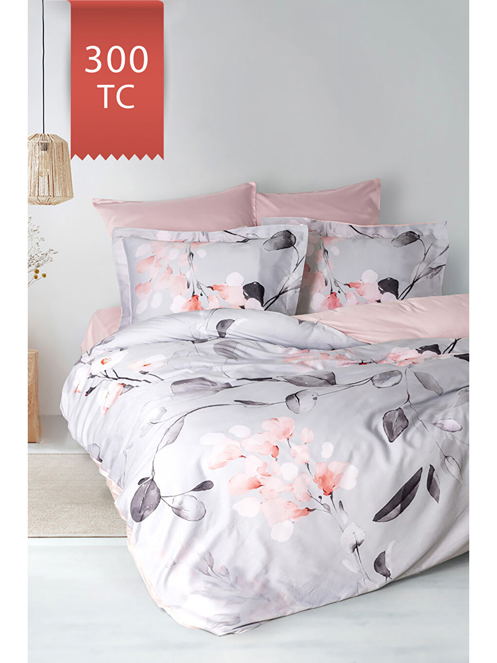 Karışık Royal Saten 300TC Nevresim Takımı (Çift Nevresimli) Family Size - MARİA-1