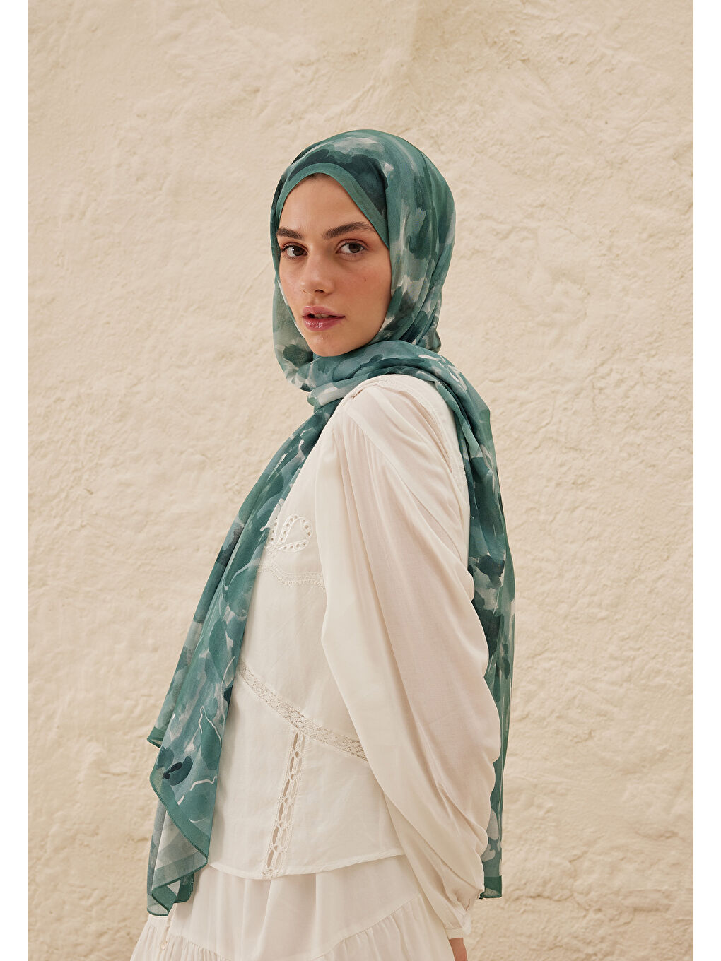 Mavi Lizzy Desen Rami Şal Okyanus-1