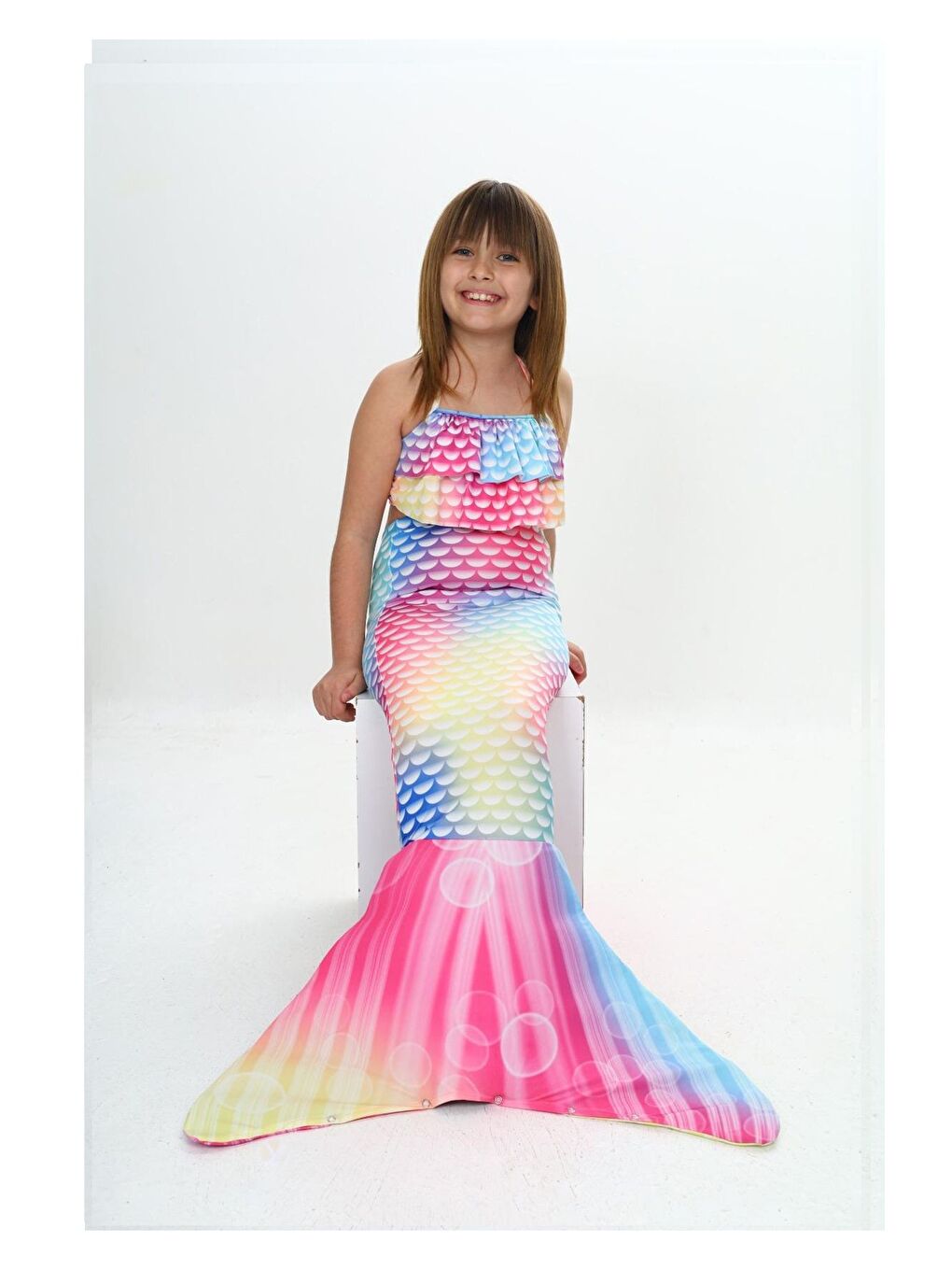 Bej Kız Çocuk Deniz Kızı Kostümü