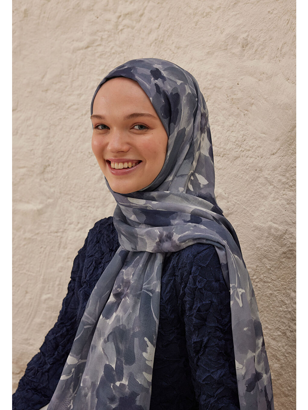 Lizzy Desen Rami Şal İndigo-3