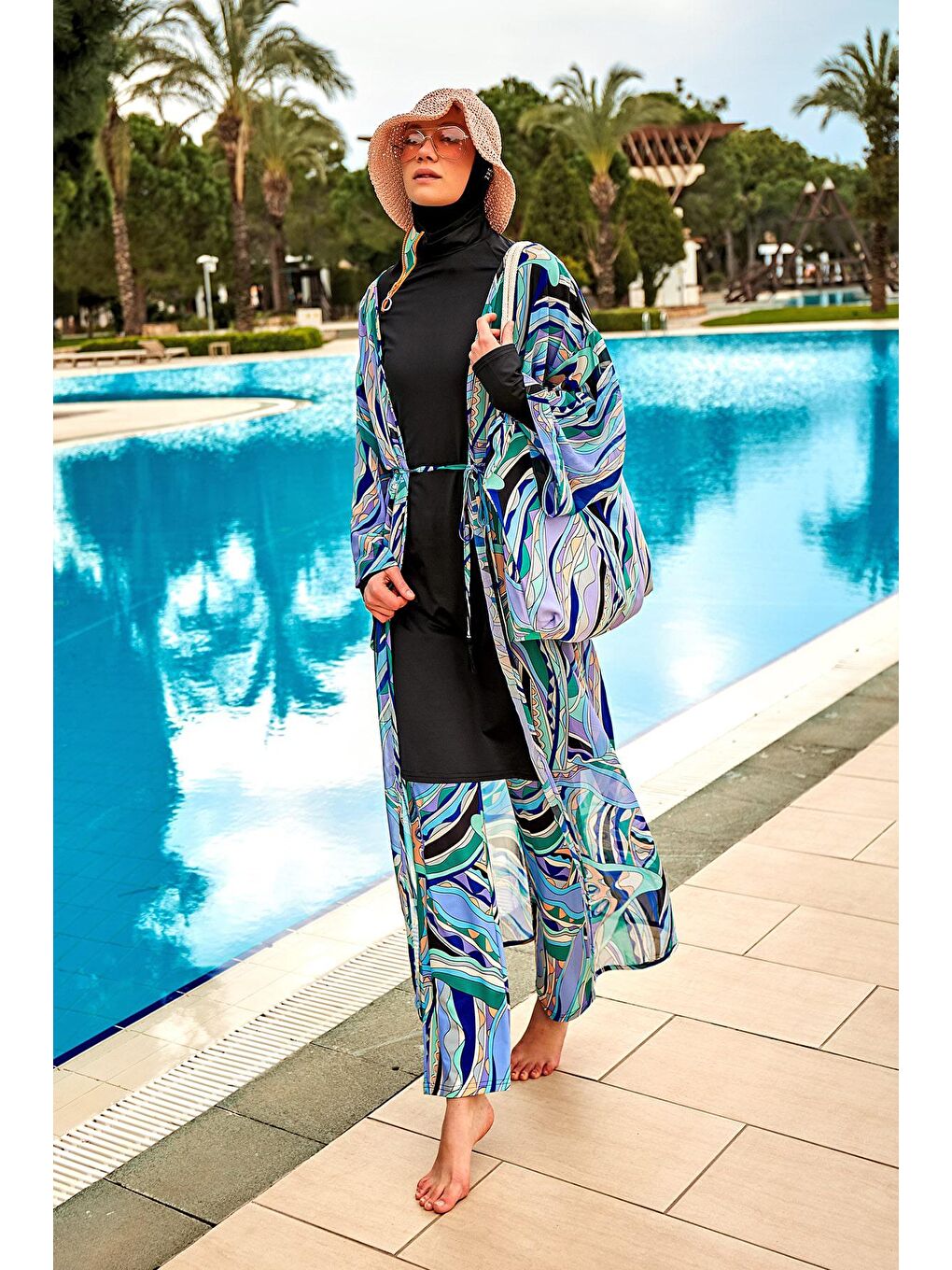 Marina Elastanlı Siyah Tam Kapalı Tesettür Mayo M2477 - 4