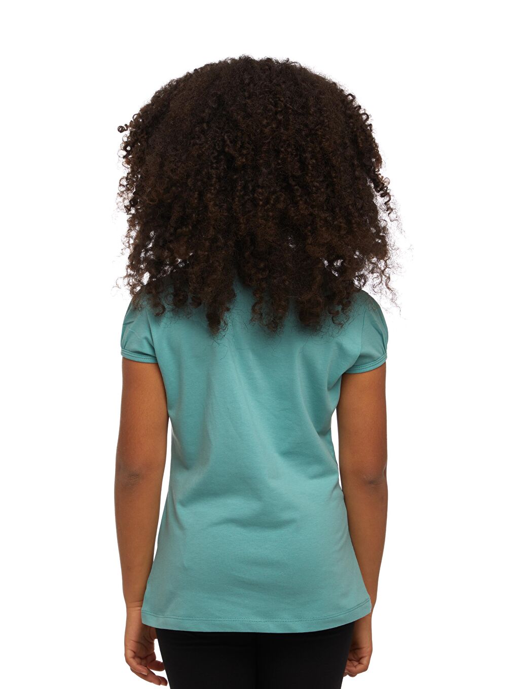 Çağla Yeşil Kız Çocuk Kısa Kollu Basıc Tişört-2