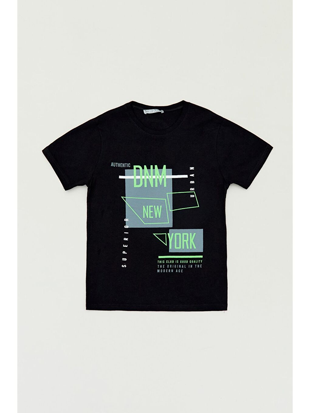 Siyah Baskılı Bisiklet Yaka Erkek Çocuk Tişört