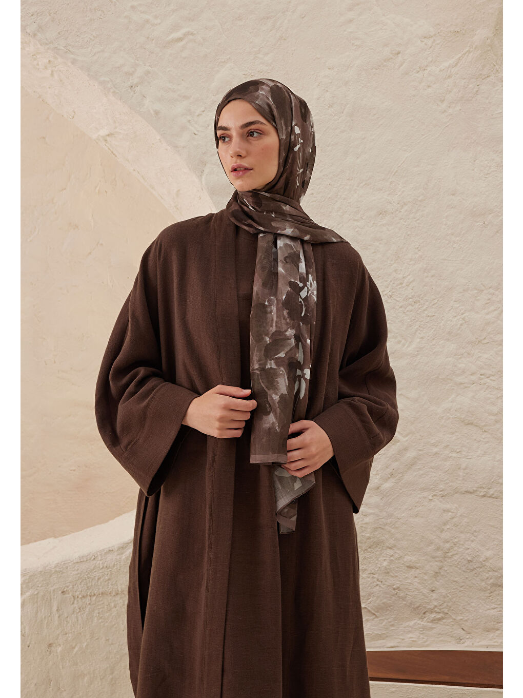 Lizzy Desen Rami Şal Kahverengi-2