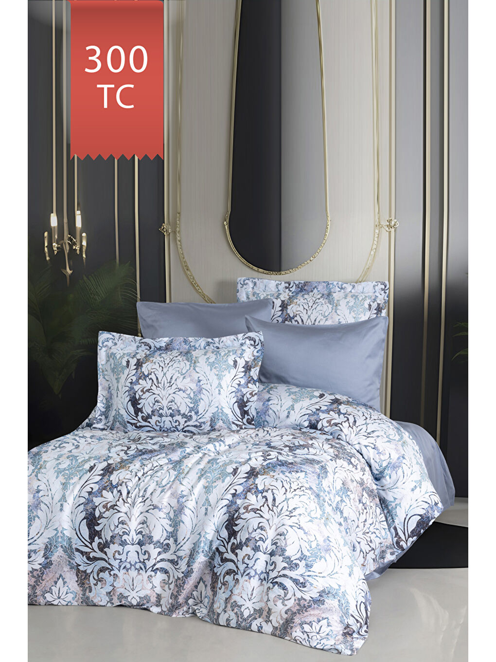 Karışık Royal Saten Çift Kişilik 300TC Nevresim Takımı - NİRVANA-1