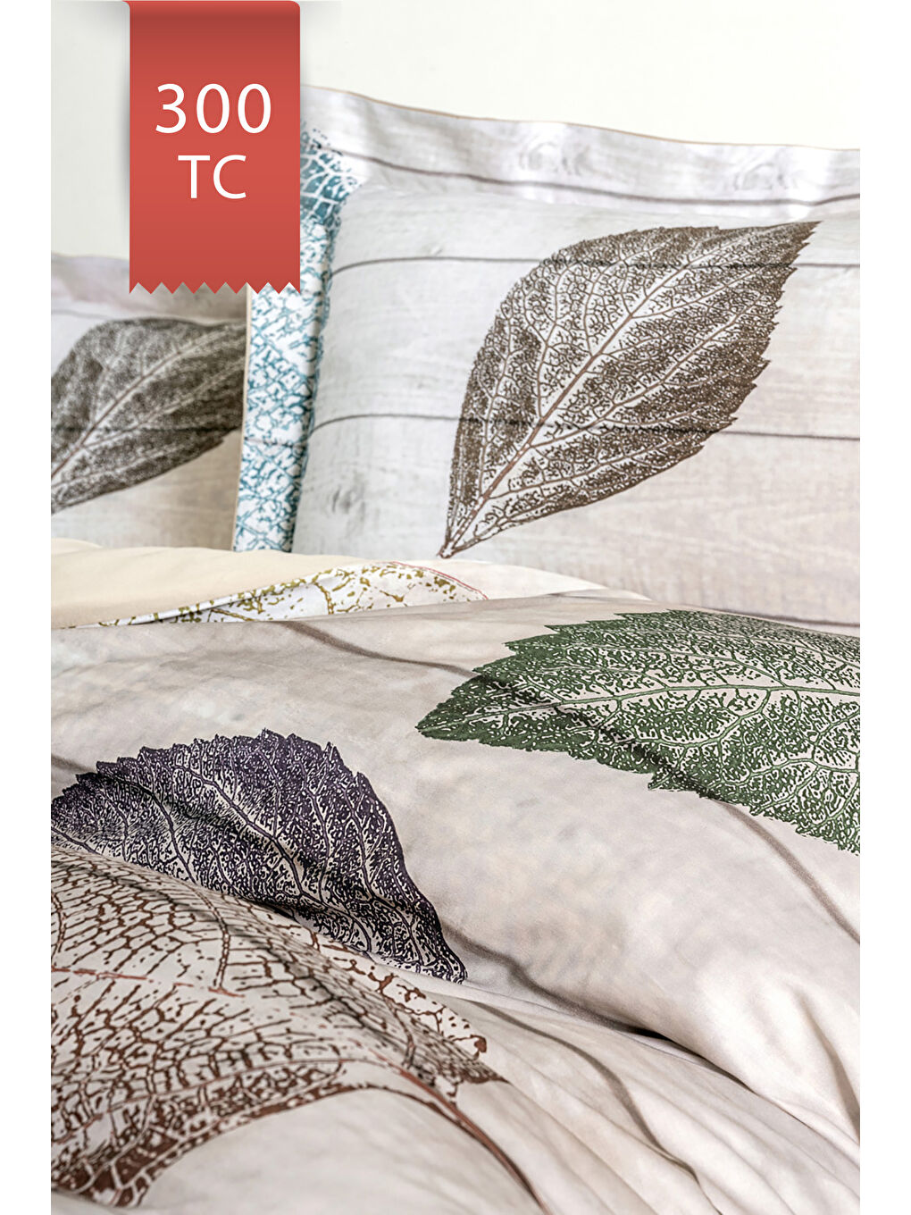 Karışık Royal Saten 300TC Nevresim Takımı (Çift Nevresimli) Family Size - FOLİA-2