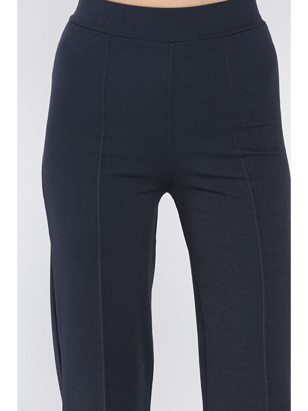 Gri Çimalı Kadın Bol Paça Pantolon-3