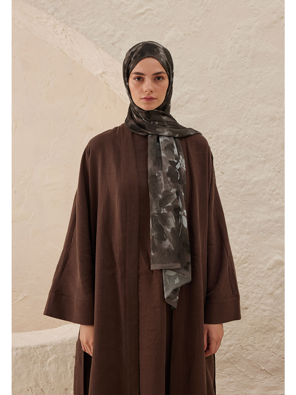 Lizzy Desen Rami Şal Kahverengi-3