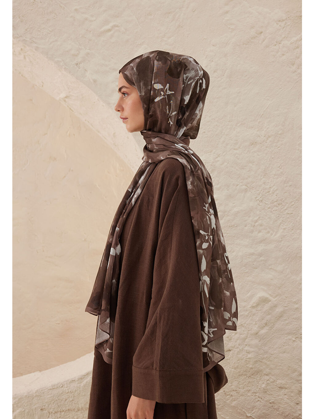 Lizzy Desen Rami Şal Kahverengi-4