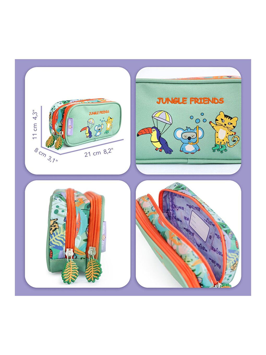 Çift Bölmeli Kalem Kutusu Jungle Friends-5
