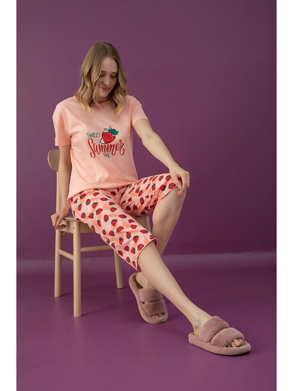 Sarı Pamuklu Kapri Takım 2201 -43