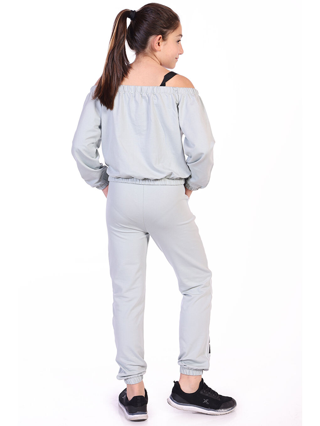 Gri Kız Çocuk Now Baskılı Eşofman Takım-1