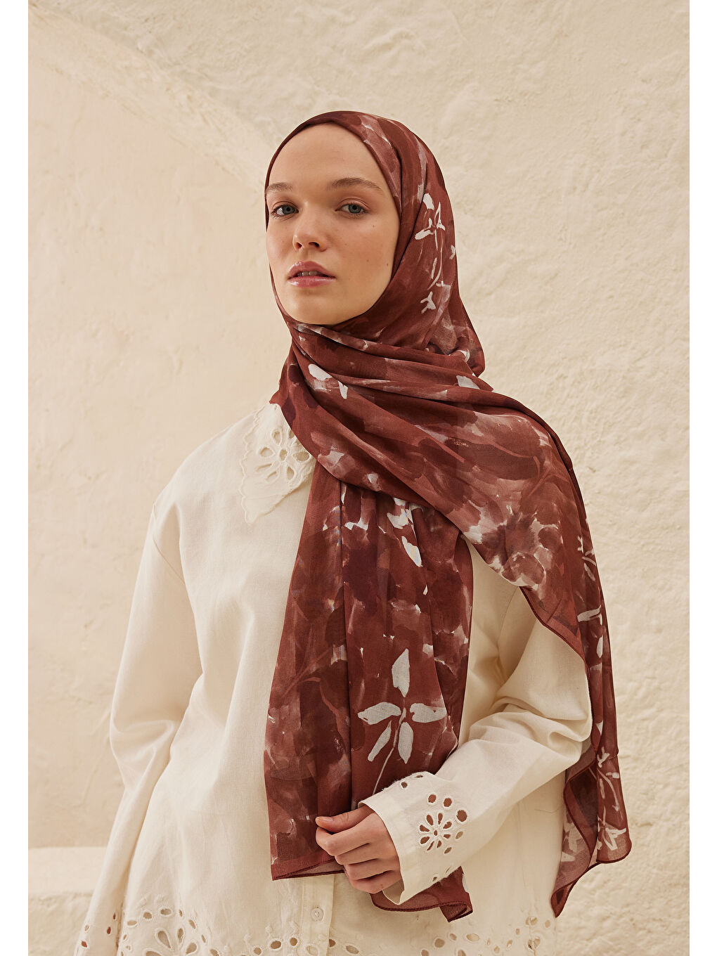 Kahverengi Lizzy Desen Rami Şal Ağaç Kabuğu-2